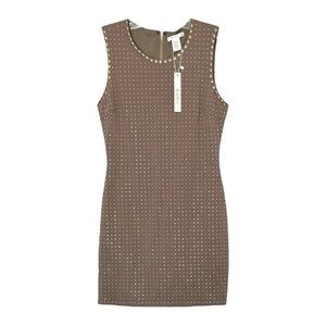 Esley Mini Bodycon Dress Size M NWT Taupe Gold Studded Sleeveless Party Rocker